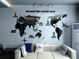 New arrival World map Acrylic mirror Wall sticker Creative Household office DIY art wall decor Living room bedroom decoration