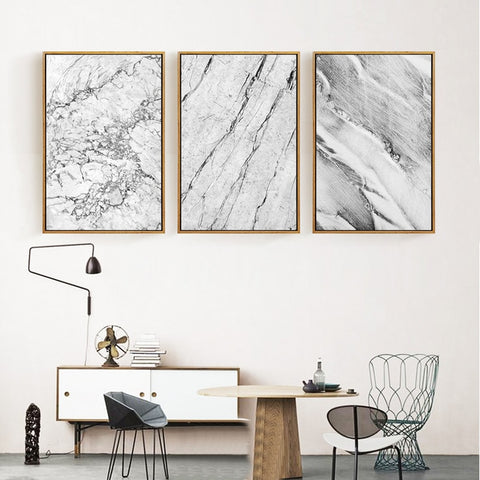 Abstract Gray Marble Vein Canvas Painting