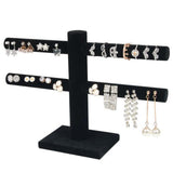 2 Tier T-Bar Velvet Jewelry Stand Organizer